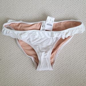 White J.Crew Ruffle Bikini Bottoms sz M